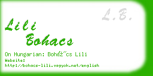 lili bohacs business card